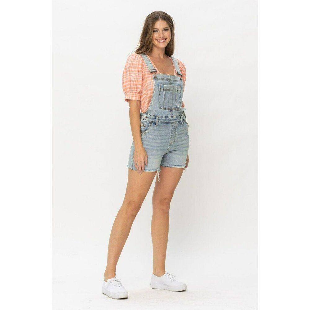 Judy Blue The Daisy Distressed Denim Overall Shorts S-XL New 15210 - Picture 7 of 13